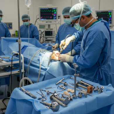 Surgeons performing a procedure