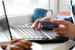 Person using laptop with credit card